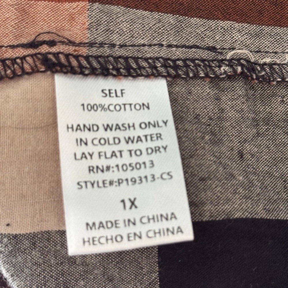 Savanna Jane Embroidered Plaid Peasant Tunic Top Sz 1X Boho Rustic Cottagecore - Picture 8 of 9